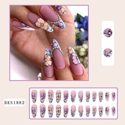 Nail Art Almond Nails Finished Wearable Nails Mid-Length Nail Art Patch Ins Style Hot Girl - MarvelouStoree