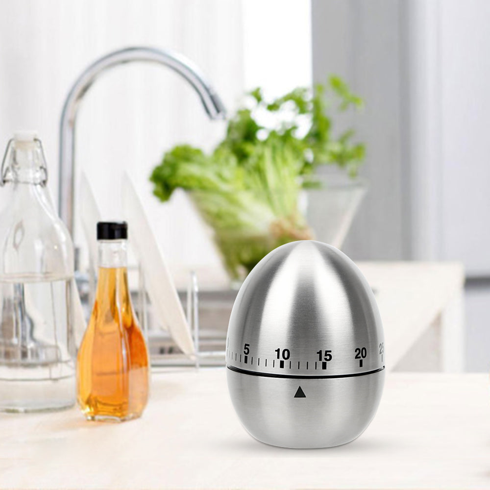 Cooking Tools Kitchen Timer Stainless Steel Egg 60 Minutes Mechanical Alarm Time Clock Counting