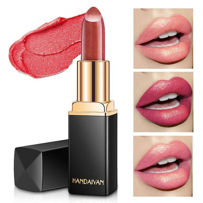 HANDAIYAN Shiny Metallic Lipstick Pearlescent Color Change Warm Lipstick Gold lipstick - MarvelouStoree