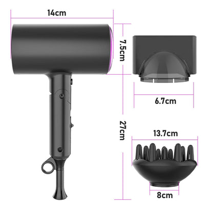 Regulations Hair Dryer Negative Ion Folding Portable High-Power Household Hair Dryer - MarvelouStoree