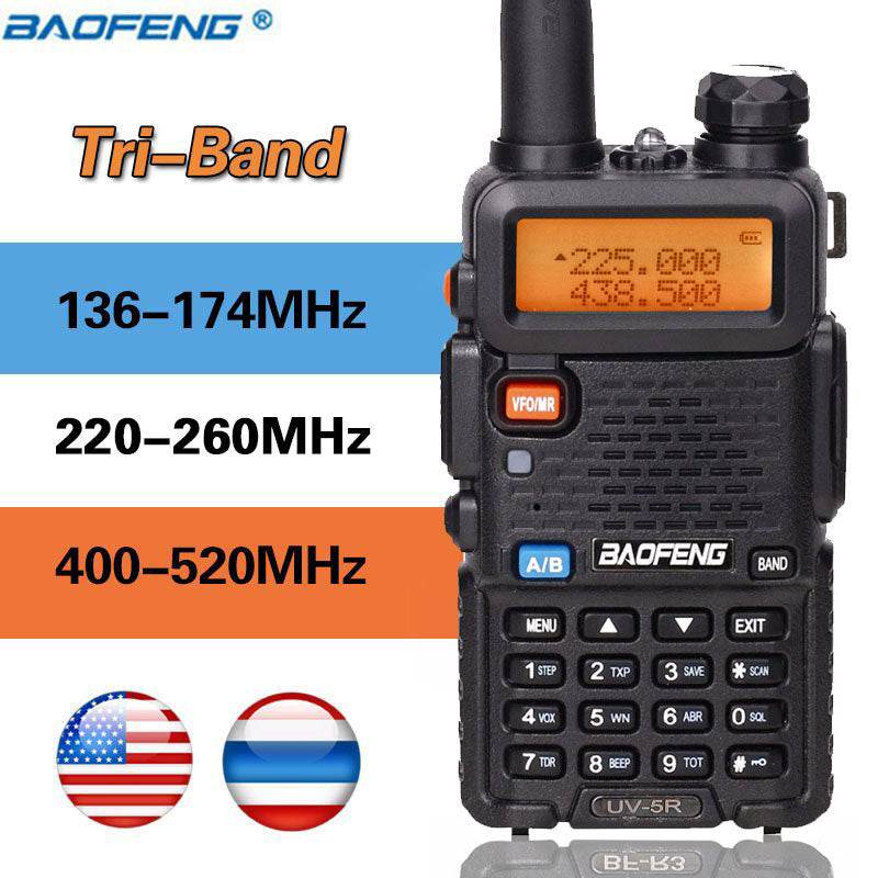 BaoFeng BF-UV5R Tri-Band Walkie Talkie 136-174Mhz 220-260Mhz/400-520Mhz+2 AntennaTwo Way Amatuer Portable ham Radio up of UV-5R - MarvelouStoree