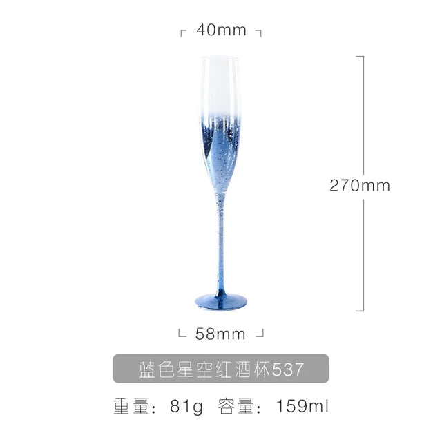 Blue Starry Sky Crystal Glass Goblet Red Wine Glass Mug Home High Value Party Grape Champagne Glass Cocktail Set Furniture Items