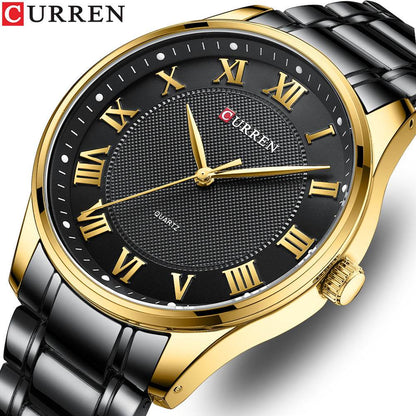 Men's Watch Business Steel Band Watch Fashion Casual Quartz Watch - MarvelouStoree