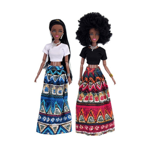 Kids Gift 30CM African Black Doll Moveable Joint Body Doll Toys For Girls