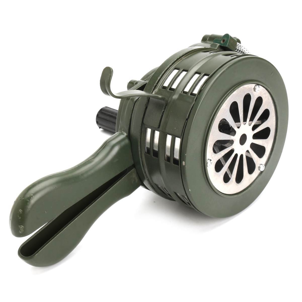 110dB Green Aluminium alloy Crank Hand Operated Air Raid Emergency Safety Alarm Buzzer Home Self Protection Security - MarvelouStoree