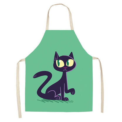 Cat Kitchen Aprons For Women Cotton Linen Bibs Household Cleaning Pinafore Home Cooking Apron kids kitchen barber