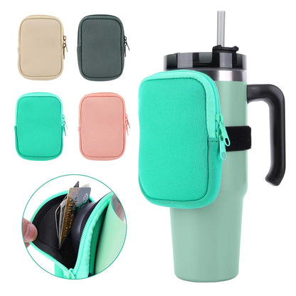 Water Bottle Pouch for For Stanley Cup 40oz/20oz/30oz Water Bottle  Neoprene Tumbler Bag for Cards Keys Wallet Earphone