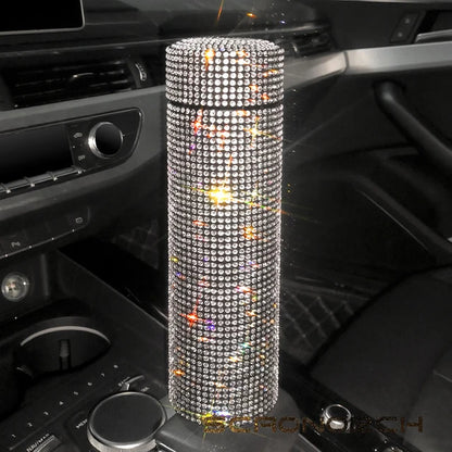 Bling Rhinestone Thermos Bottle Insulated Double Wall Stainless Steel Water Bottle Coffee Travel Car Coffee Mug Cup Vacuum Flask