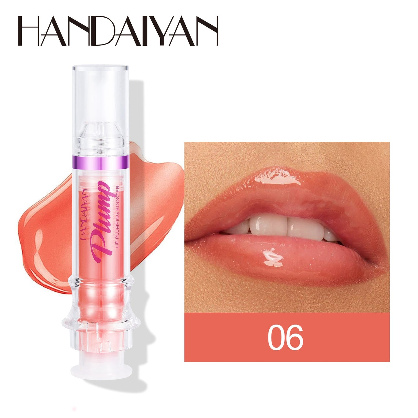 HANDAIYAN PLUMP & POUT Lip Plumping Booster Gloss, High Shine for Plumper Looking Lips,Extreme Shine Crystal Volume Lip Oil