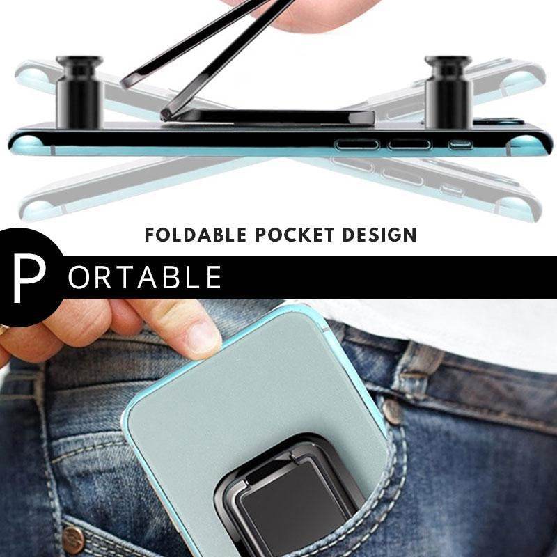 New Square Double Magic Ring Phone Holder Stand Metal Phone Holder Foldable Mobile Phone Stand Folding Sticky Desktop - MarvelouStoree