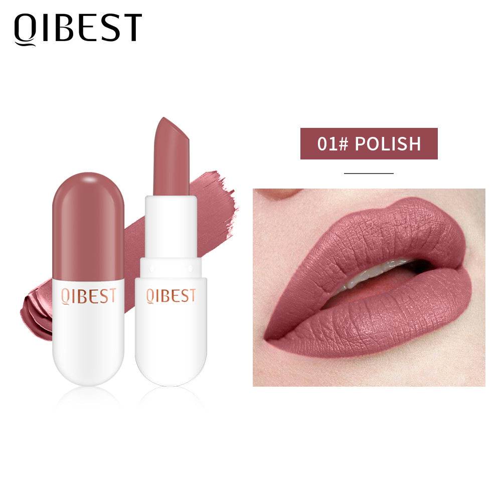 QIBEST Mini Capsule Lipstick Velvet Matte Lipstick Long Lasting Waterproof Pill Lipstick - MarvelouStoree