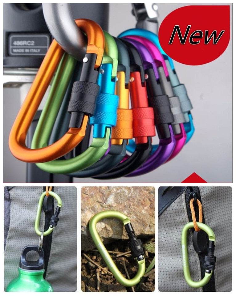 carabiner climbing 8cm locking type d quickdraw carabiner buckle buckle hanging aluminum nut backpack buckle - MarvelouStoree