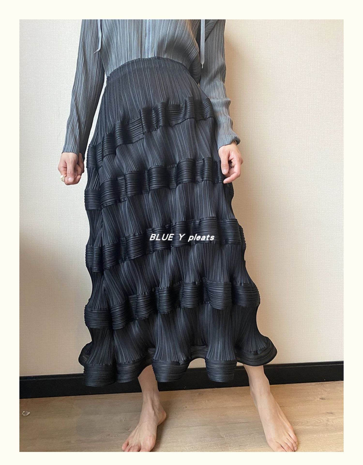 Pear-Shaped Body Skirt Summer Temperament All-Match New Pleated High Waist Mid-Length Pleated Skirt - MarvelouStoree