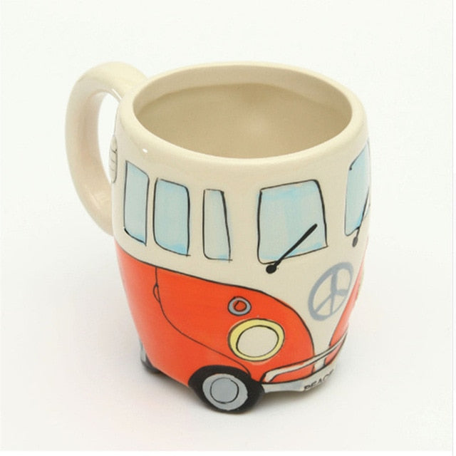 British Hand-painted 3D Double-decker Bus Mug Ceramic UK Retro Coachbus Car Coffee Cup Friends Tv Klimt Caneca Criativa Gift Box