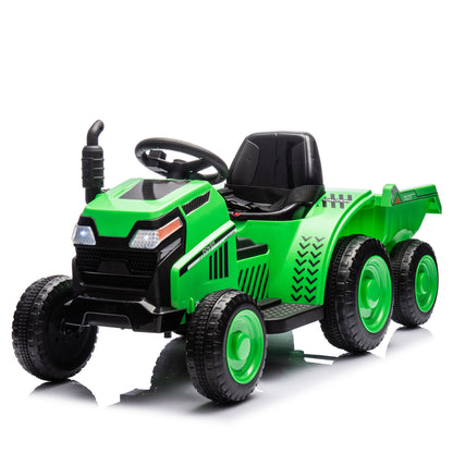 12V children ride the electric tractor "Black Knight" with a detachable storage tugboat and power display screen.