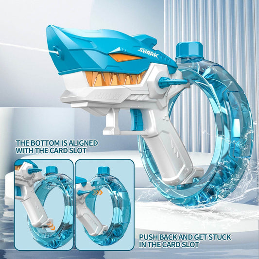 New Shark Electric Water Gun Toys Fully Automatic Continuous Fire Water Gun Large Capacity Beach Summer Children's Water Playing - MarvelouStoree