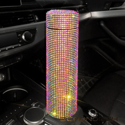 Bling Rhinestone Thermos Bottle Insulated Double Wall Stainless Steel Water Bottle Coffee Travel Car Coffee Mug Cup Vacuum Flask