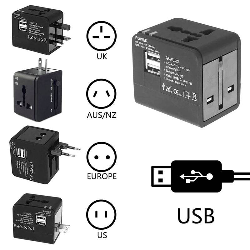 Universal Travel Adapter Power Adapter Electric Plugs Sockets Adapter Converter USB Travel Socket Plug Power Charger Converter - MarvelouStoree