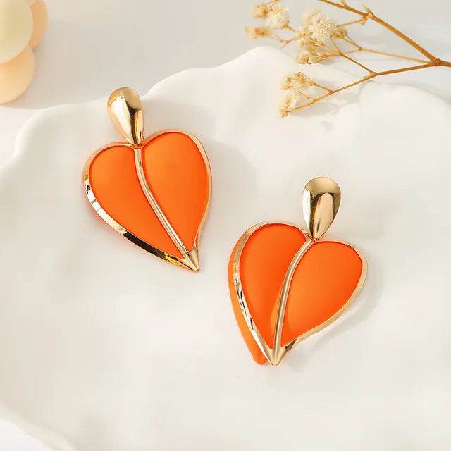 Colorful spray painted love water droplet double-layer earrings - MarvelouStoree