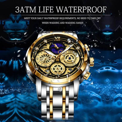 Men's Quartz Watch Skeleton New Concept Waterproof Watch Multifunctional Watch - MarvelouStoree