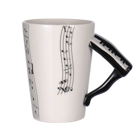 Guitar Ceramic Cup Personality Music Note Milk Juice Lemon Mug Coffee Tea Cup Home Office Drinkware Unique Gift