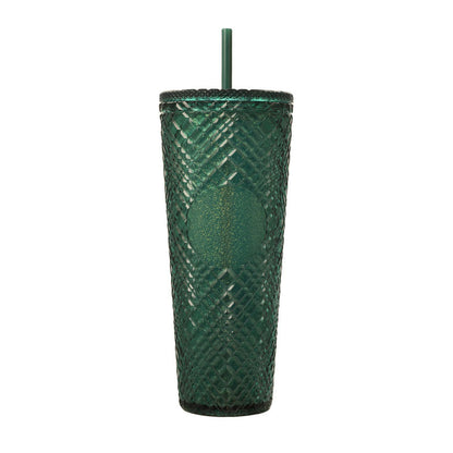 Large Capacity Coffee Cup 710ml Durian Cup Diamond Creative Plastic Straw Cup with Lid Reusable Mug