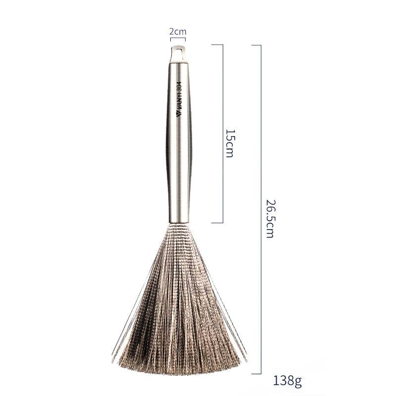 Stainless Steel Pot Brush Dishwashing Pot Brush Long Handle Household Cleaning - MarvelouStoree