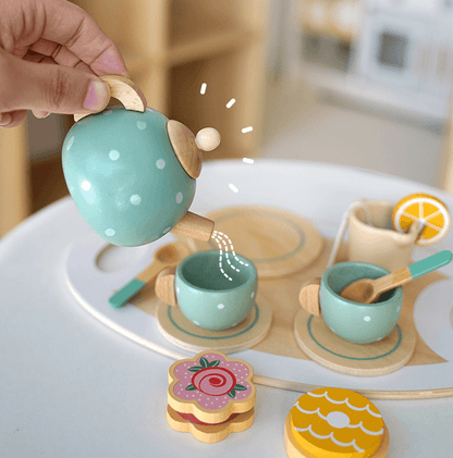 Children's Home Afternoon Tea Desserts Cake Sales Teapot Cups Tea Set Wooden Christmas Toys Gifts - MarvelouStoree