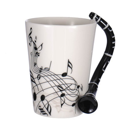 Guitar Ceramic Cup Personality Music Note Milk Juice Lemon Mug Coffee Tea Cup Home Office Drinkware Unique Gift