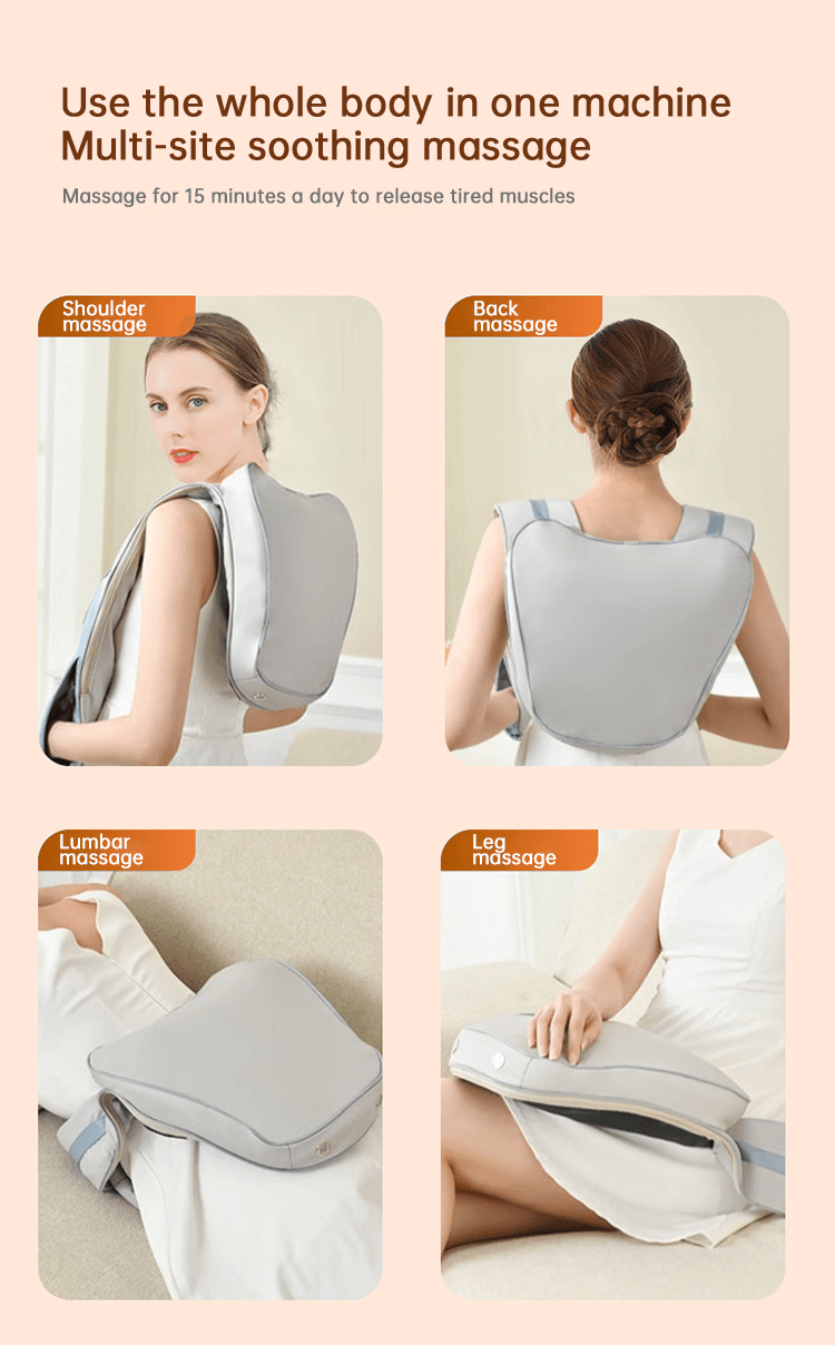 Electric Hand-Free Neck Shoulder Back Waist Body Heating Kneading Tapping Massager Neck And Shoulder Massager - MarvelouStoree