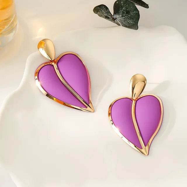 Colorful spray painted love water droplet double-layer earrings - MarvelouStoree