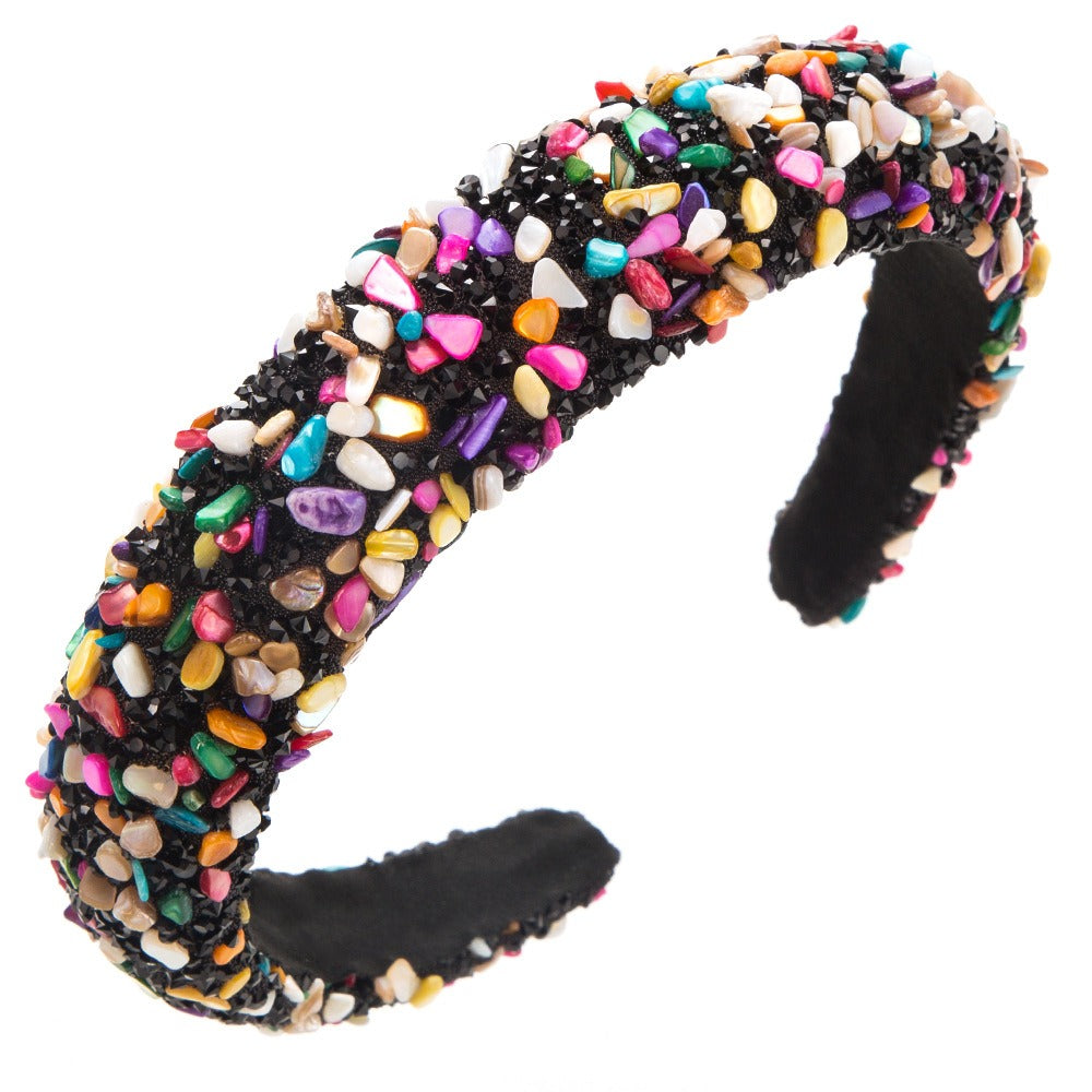 Exaggerated Baroque Colorful Crystal Candy Sponge Wide Edge Hair Hoop Headband