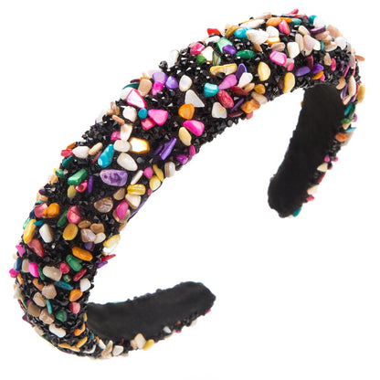 Exaggerated Baroque Colorful Crystal Candy Sponge Wide Edge Hair Hoop Headband