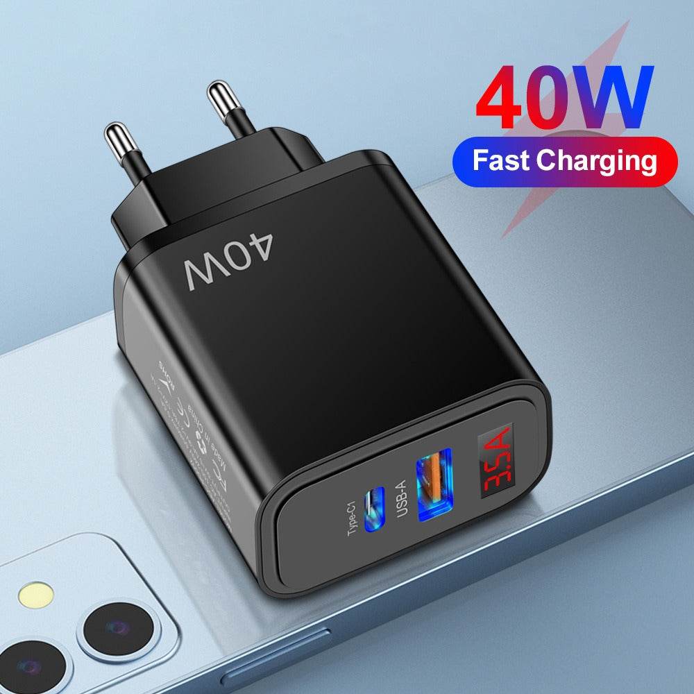 Digital display mobile phone charger PD+USB fast charging mobile phone charging head - MarvelouStoree