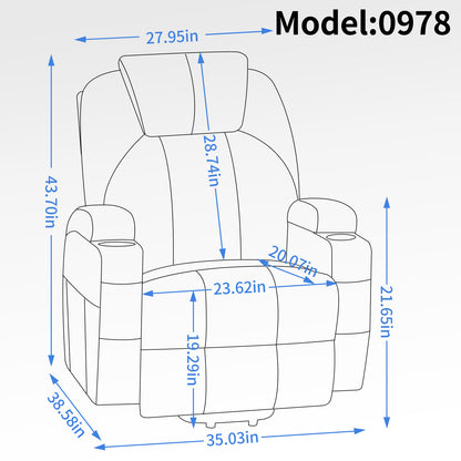 Up to 350lbs Okin Motor Power Lift Recliner Chair for Elderly Brown