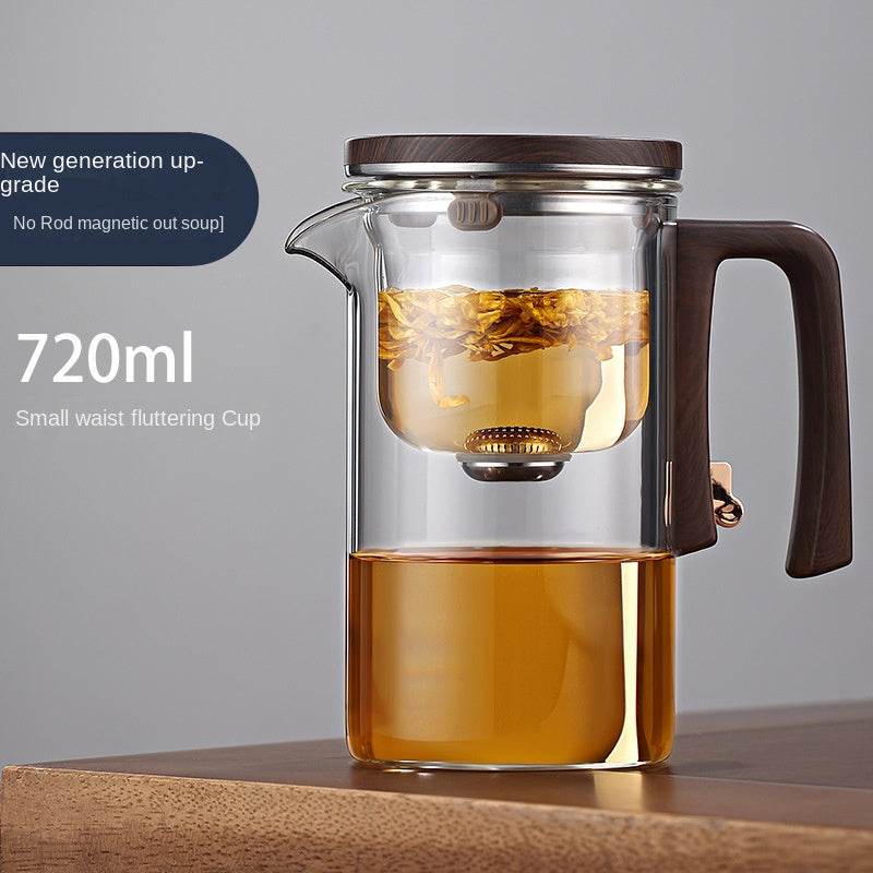 Xiaoman Waist new rodless elegant cup, one click magnetic suction filter glass tea pot, automatic tea separation tea cup - MarvelouStoree