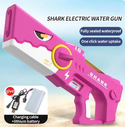 Shark Electric Water Gun Large Capacity Automatic Water Absorption Water Gun Continuous Firing Watergun Summer Pool Play Toy - MarvelouStoree