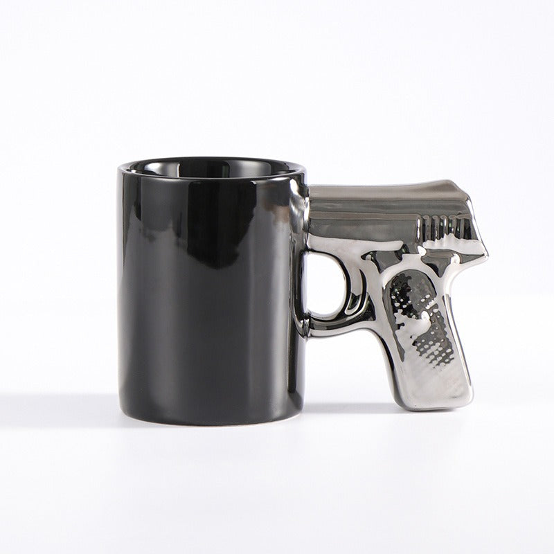 Creative Ceramic Cup Gold Silver Pistol Cup Gun Handle Mug Personalized Water Cup Coffee Cup 3D Modeling Cup Color Glaze Cup