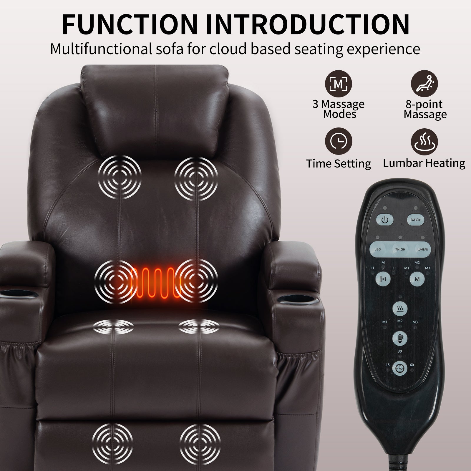 Up to 350lbs Okin Motor Power Lift Recliner Chair for Elderly Brown