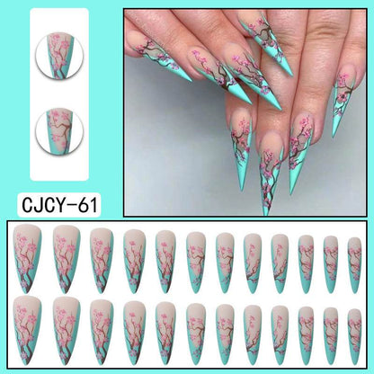 European and American wearable fake nails multi-color corrugated small flower checkerboard nails - MarvelouStoree