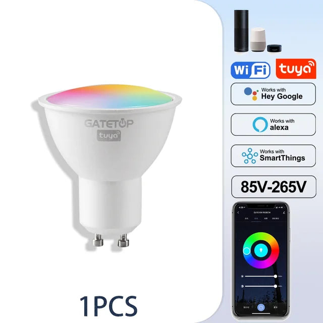 1-10PCS Tuya GU10 LED Rgb Smart Light Bulb Dimmable Gu10 6W Wifi Led Magic Lamp AC 85-265V 110V 220V Work With Alexa Google Home