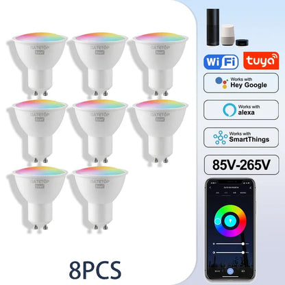 1-10PCS Tuya GU10 LED Rgb Smart Light Bulb Dimmable Gu10 6W Wifi Led Magic Lamp AC 85-265V 110V 220V Work With Alexa Google Home