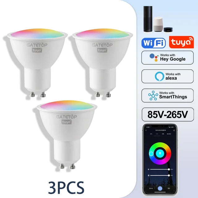 1-10PCS Tuya GU10 LED Rgb Smart Light Bulb Dimmable Gu10 6W Wifi Led Magic Lamp AC 85-265V 110V 220V Work With Alexa Google Home