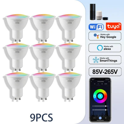 1-10PCS Tuya GU10 LED Rgb Smart Light Bulb Dimmable Gu10 6W Wifi Led Magic Lamp AC 85-265V 110V 220V Work With Alexa Google Home