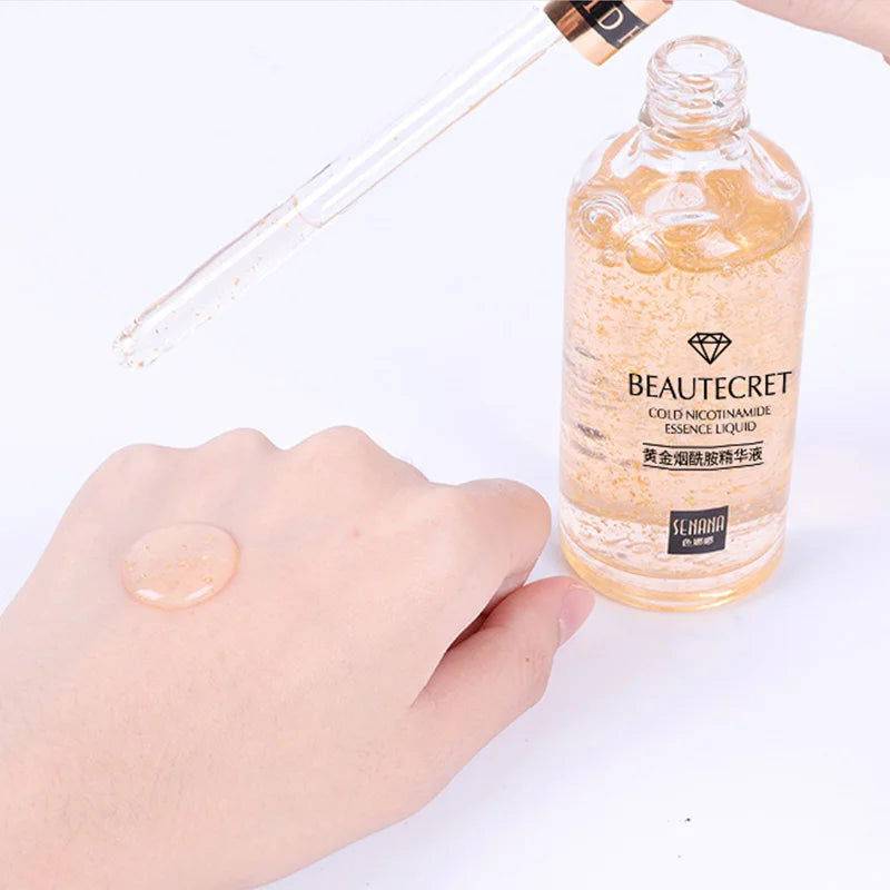 100ml 24K Gold Niacinamide Essence Anti Aging Hyaluronic Acid Face Serum Shrink Pore Replenishment Moisturize Brighten Skin Care - MarvelouStoree