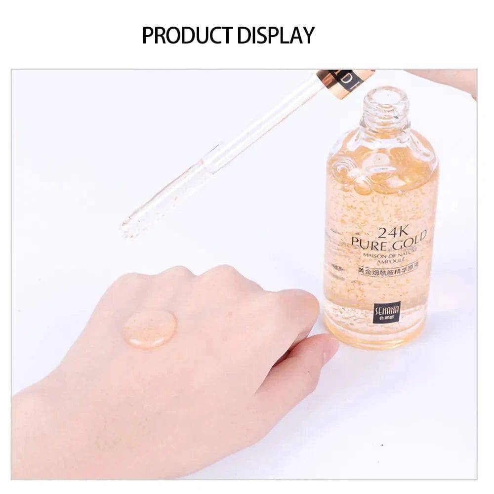 100ml 24K Gold Niacinamide Essence Anti Aging Hyaluronic Acid Face Serum Shrink Pore Replenishment Moisturize Brighten Skin Care - MarvelouStoree