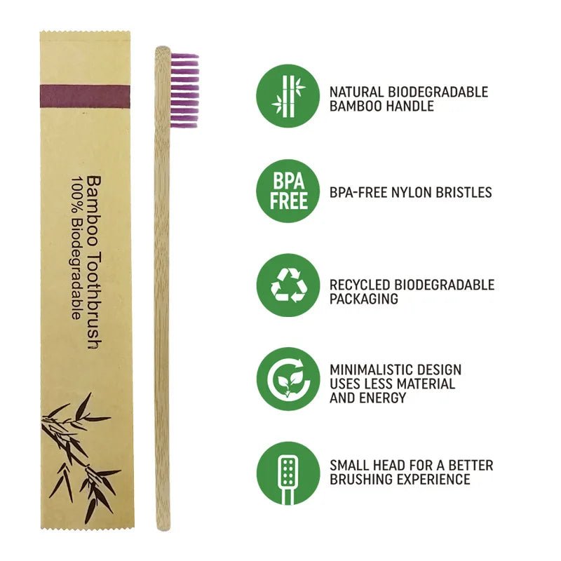 100pack Customized Laser Engraving Logo Bamboo Toothbrushes Portable Eco Friendly Adults Wooden Tooth Brush Hotel Supply product - MarvelouStoree