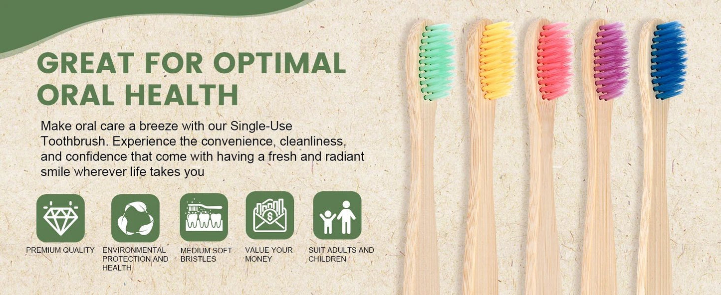 100pack Customized Laser Engraving Logo Bamboo Toothbrushes Portable Eco Friendly Adults Wooden Tooth Brush Hotel Supply product - MarvelouStoree