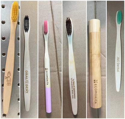 100pack Customized Laser Engraving Logo Bamboo Toothbrushes Portable Eco Friendly Adults Wooden Tooth Brush Hotel Supply product - MarvelouStoree