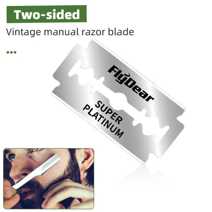 100PCS Classic Double Edge Safety Stainless Steel Blades Men's Manual Double - sided Smooth Shaving Clean Shave Hair Removal Razor - MarvelouStoree